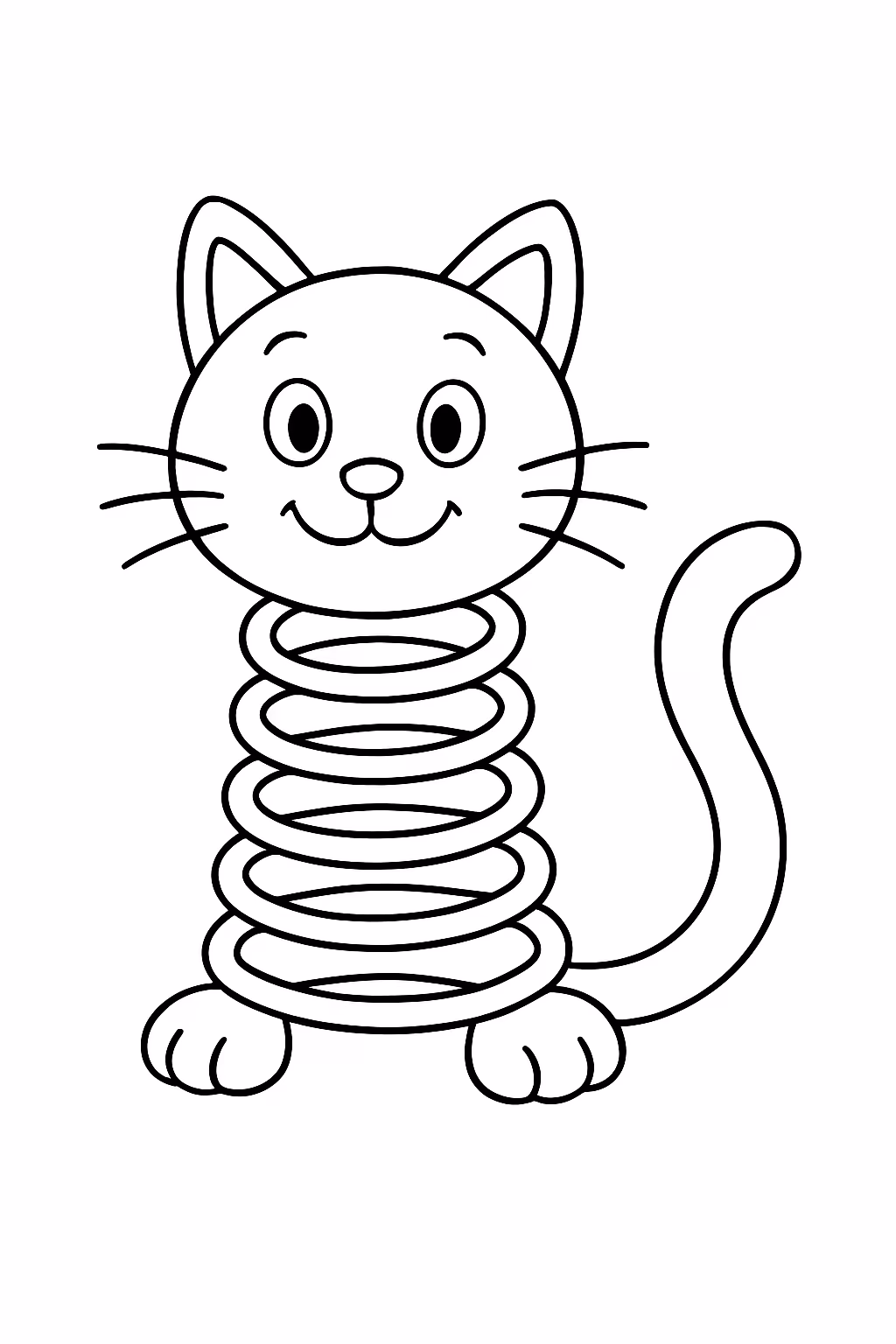 Um gato com corpo de mola para colorir — desenho para imprimir