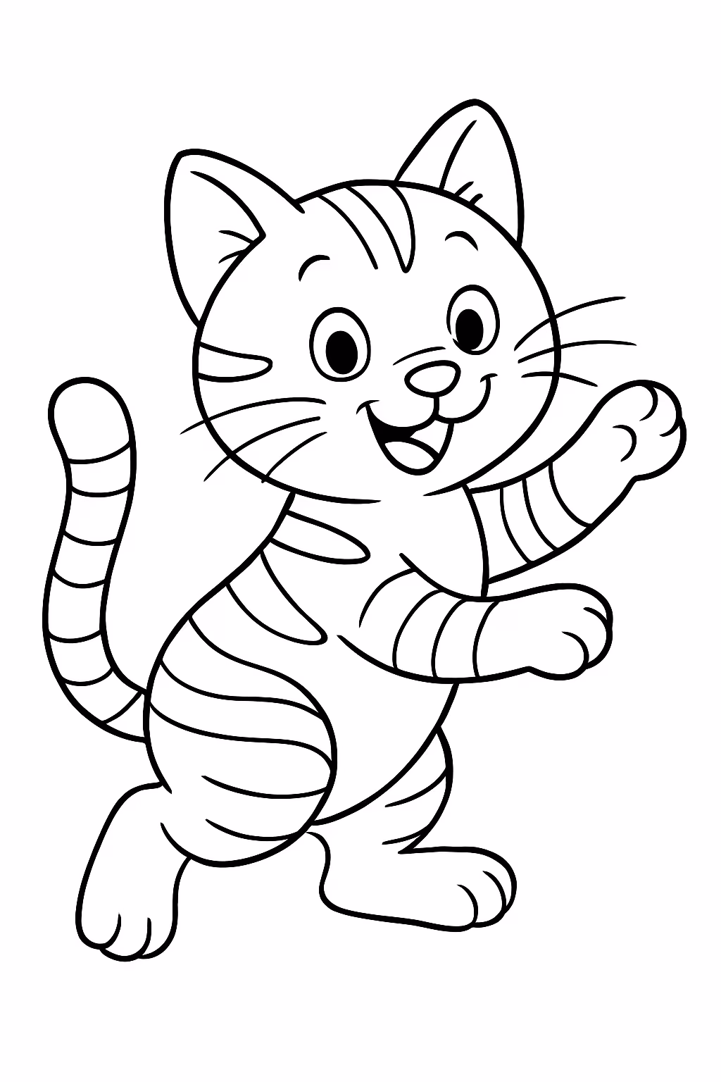 Um gato rajado brincando para colorir — desenho para imprimir