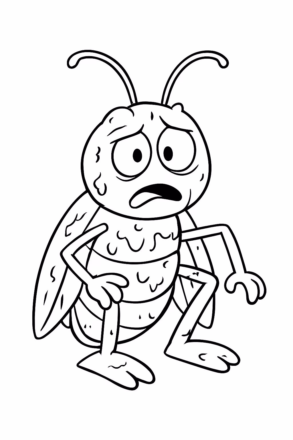 Um grilo q nao toma banho para colorir — desenho para imprimir