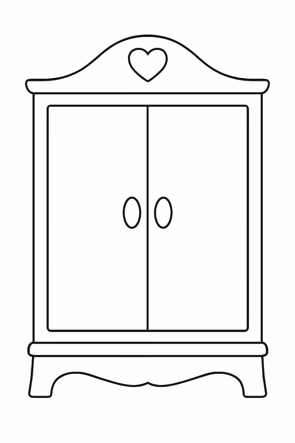 Um guarda roupa de boneca com porta fechada para colorir — desenho para imprimir