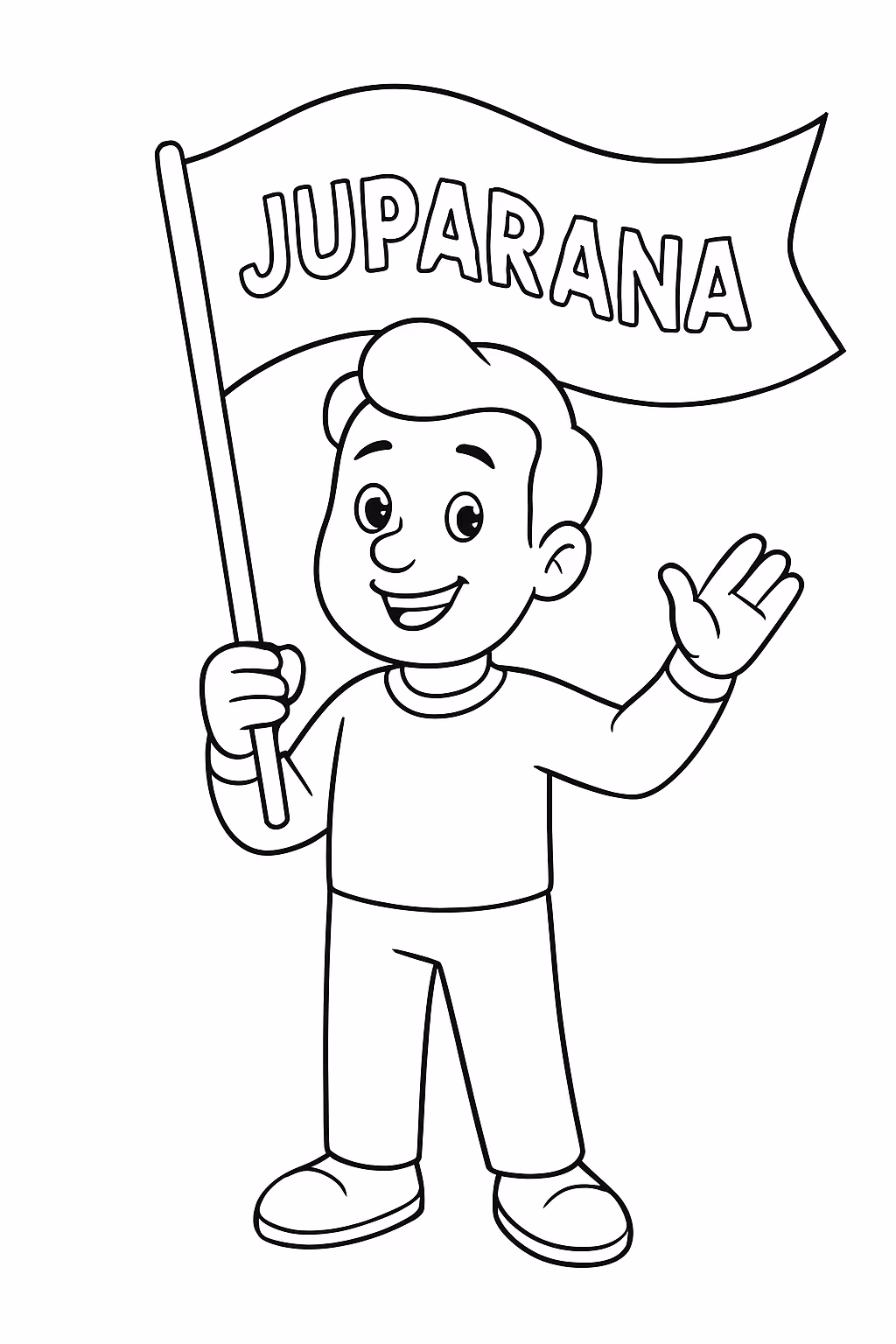 Um homem com a bandeira escrita juparana para colorir — desenho para imprimir