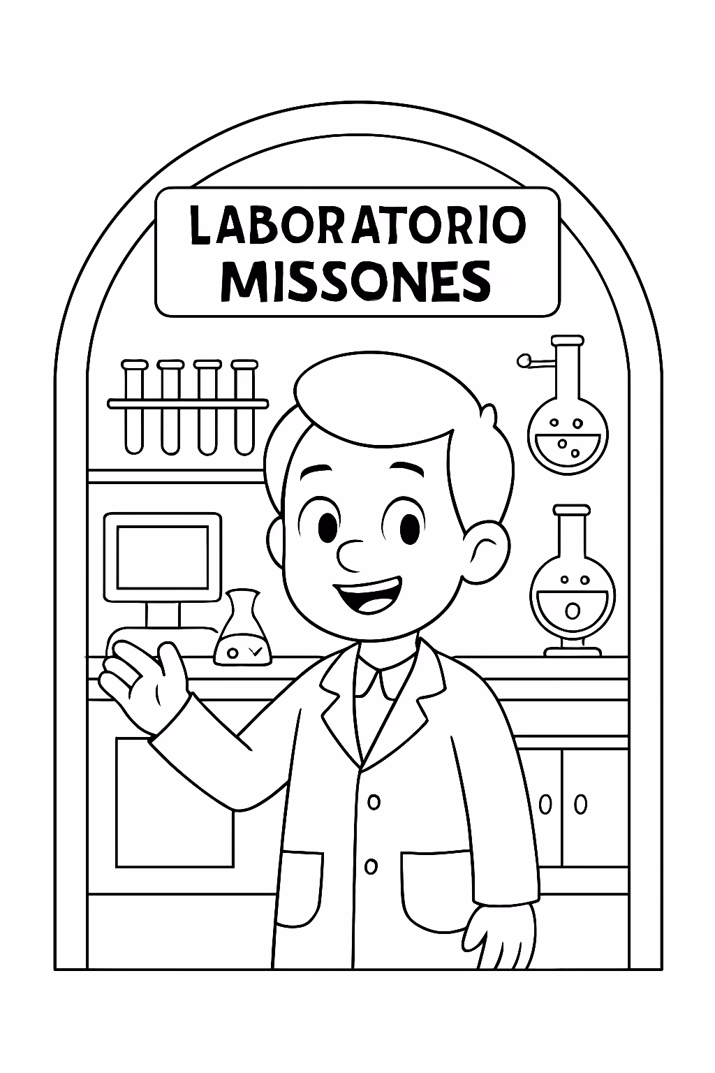 Um laboratorio com nome laboratorio missoes para colorir — desenho para imprimir