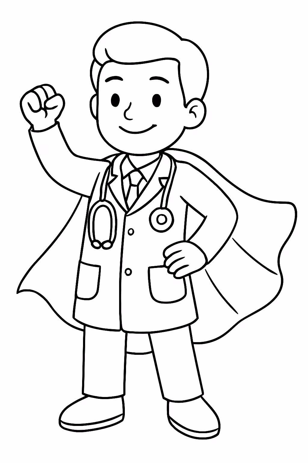 Um medico heroi para colorir — desenho para imprimir