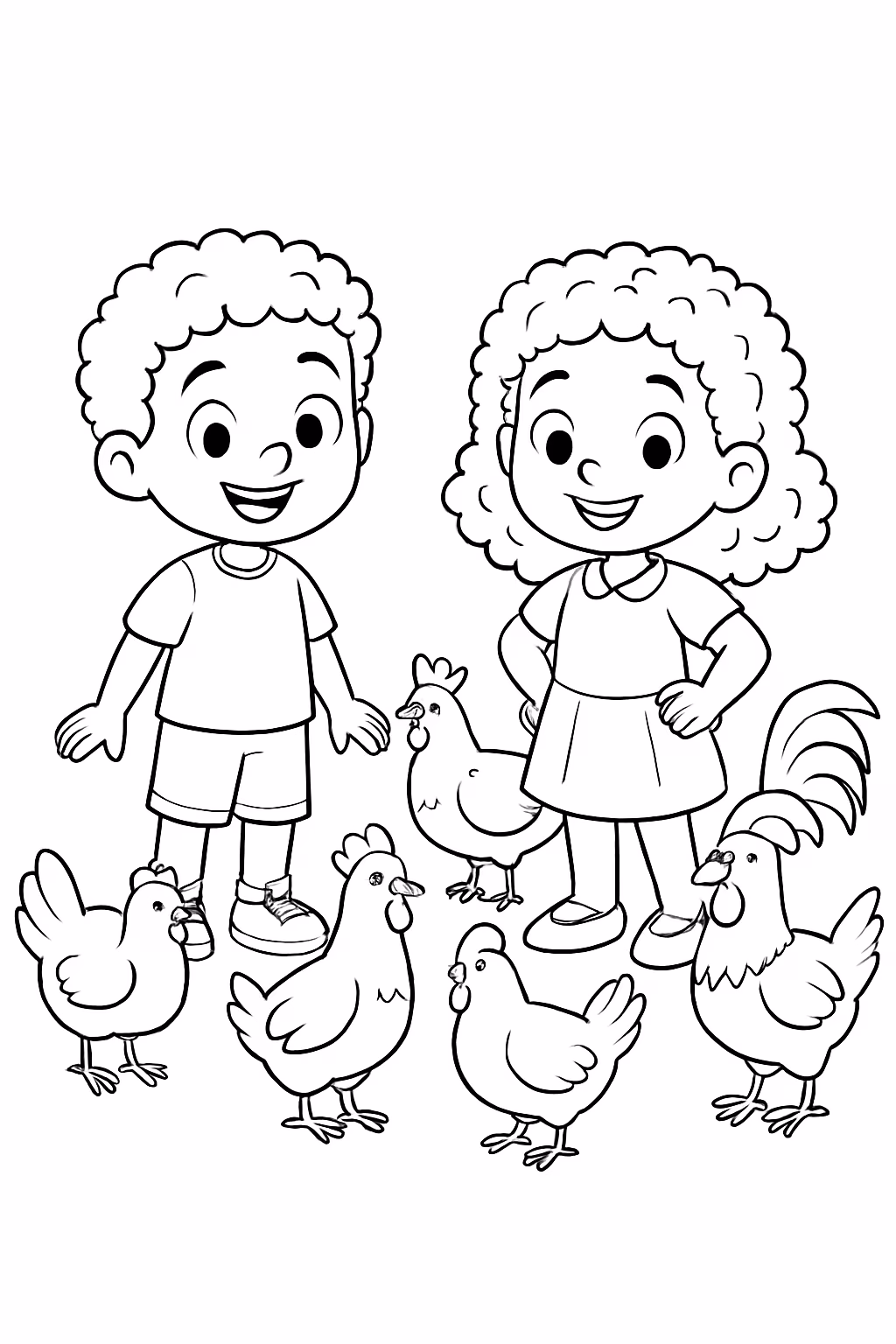 Um menino bento de anos e uma menina luiza os para colorir — desenho para imprimir
