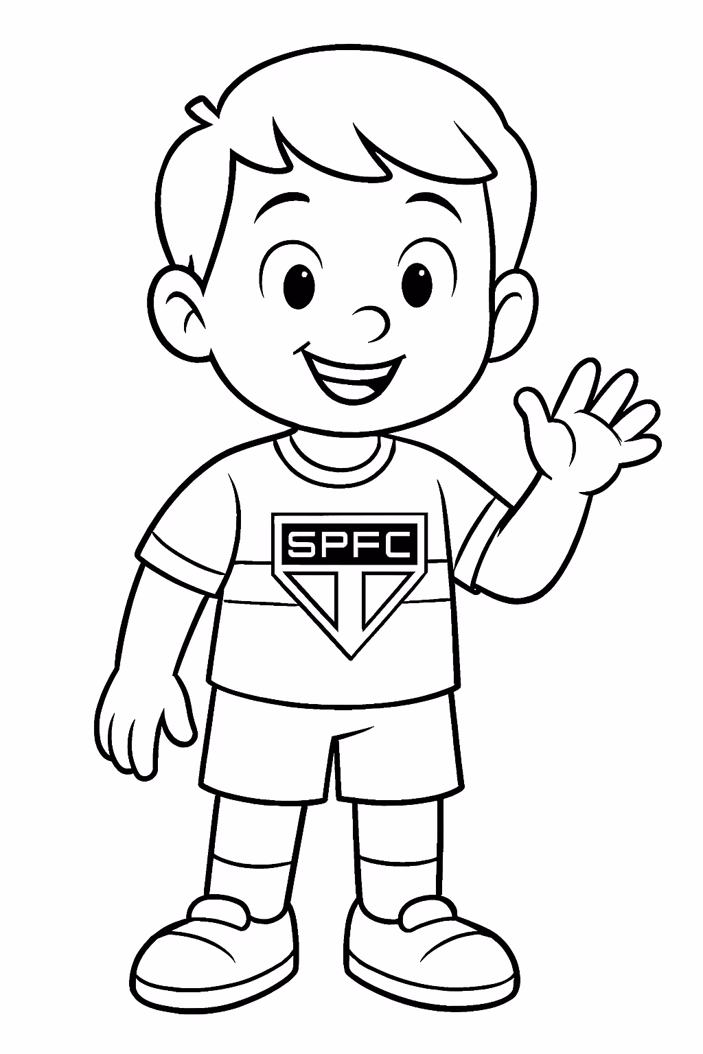 Um menino com a camisa do sao paulo f c para colorir — desenho para imprimir