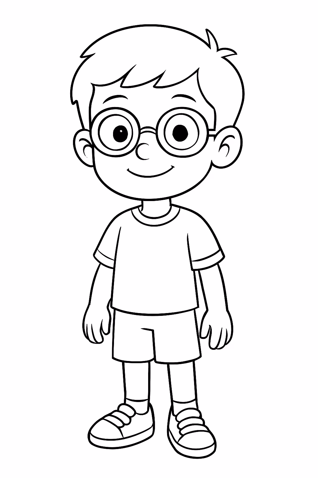 Um menino com oculos e com anos para colorir — desenho para imprimir