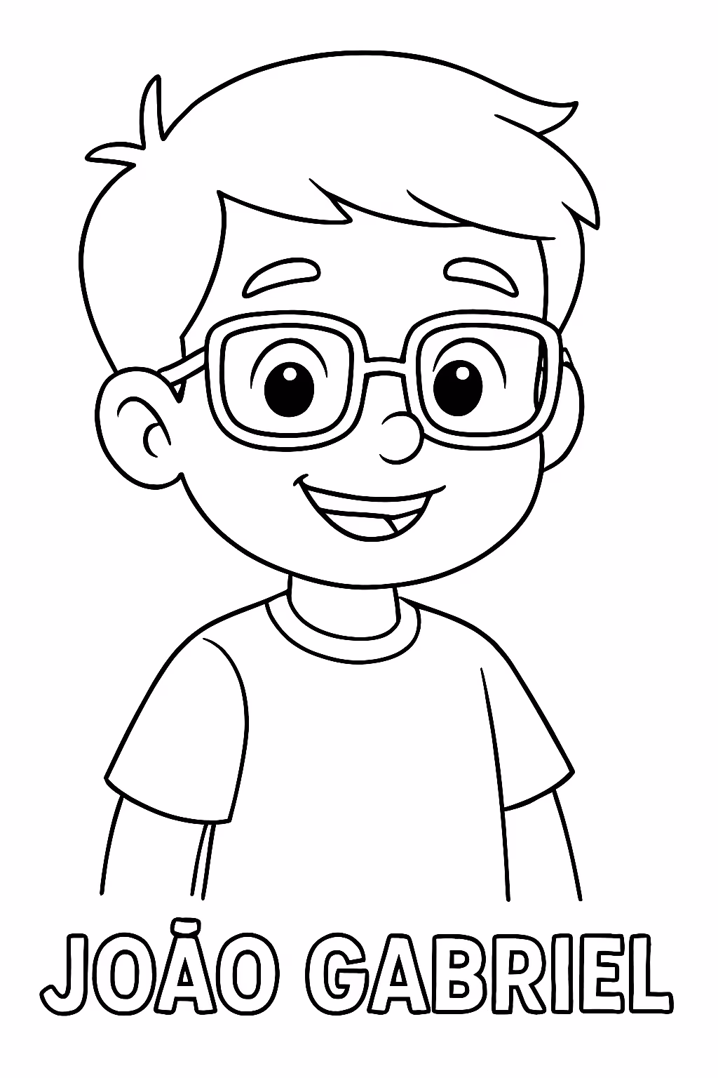 Um menino com oculos e com anos com o nome para colorir — desenho para imprimir