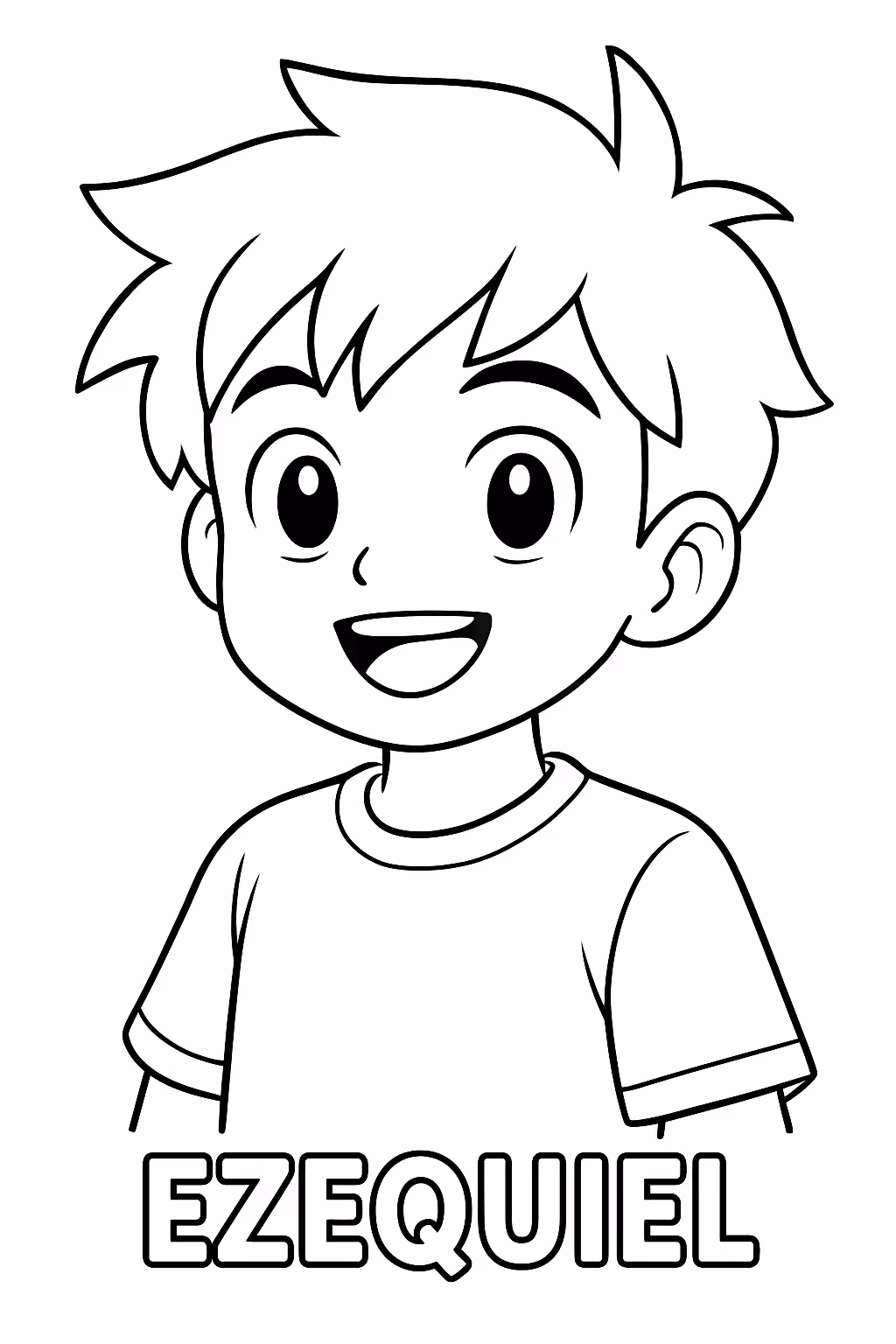 Um menino em anime so com a parte de cima para colorir — desenho para imprimir