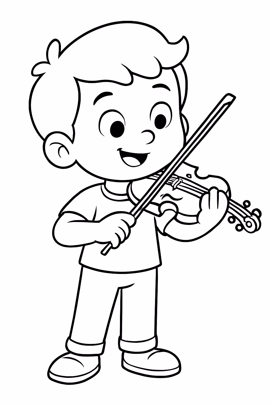 Um menino tocando violino para colorir — desenho para imprimir