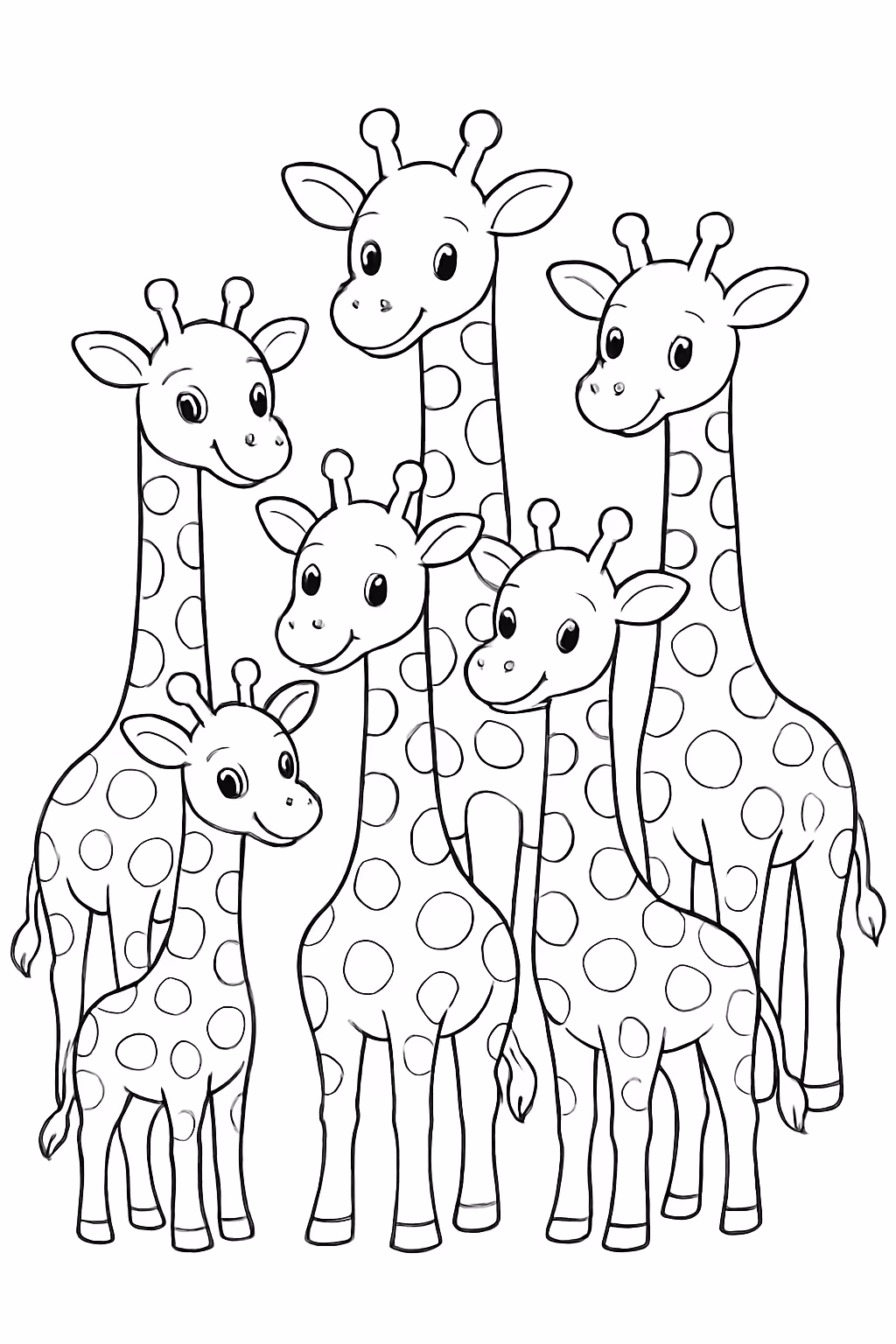 Um monte de girafas para colorir — desenho para imprimir