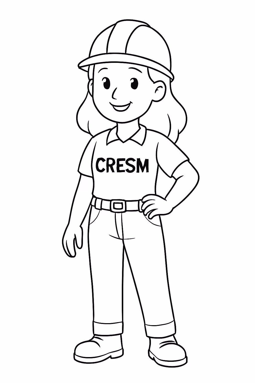 Um mulher d uniforme de trabalho de calca e com para colorir — desenho para imprimir
