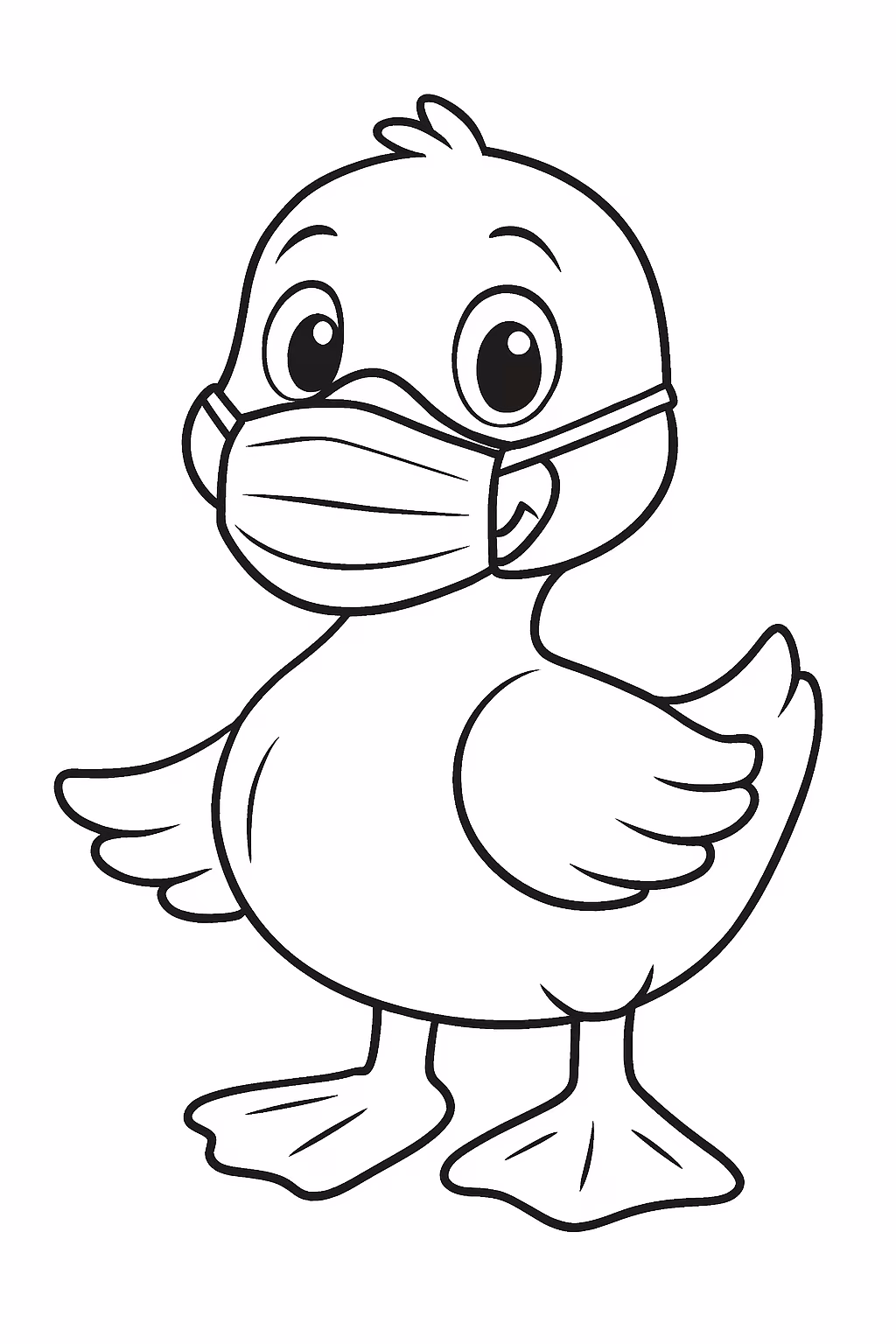 Um pato com mascara para colorir — desenho para imprimir