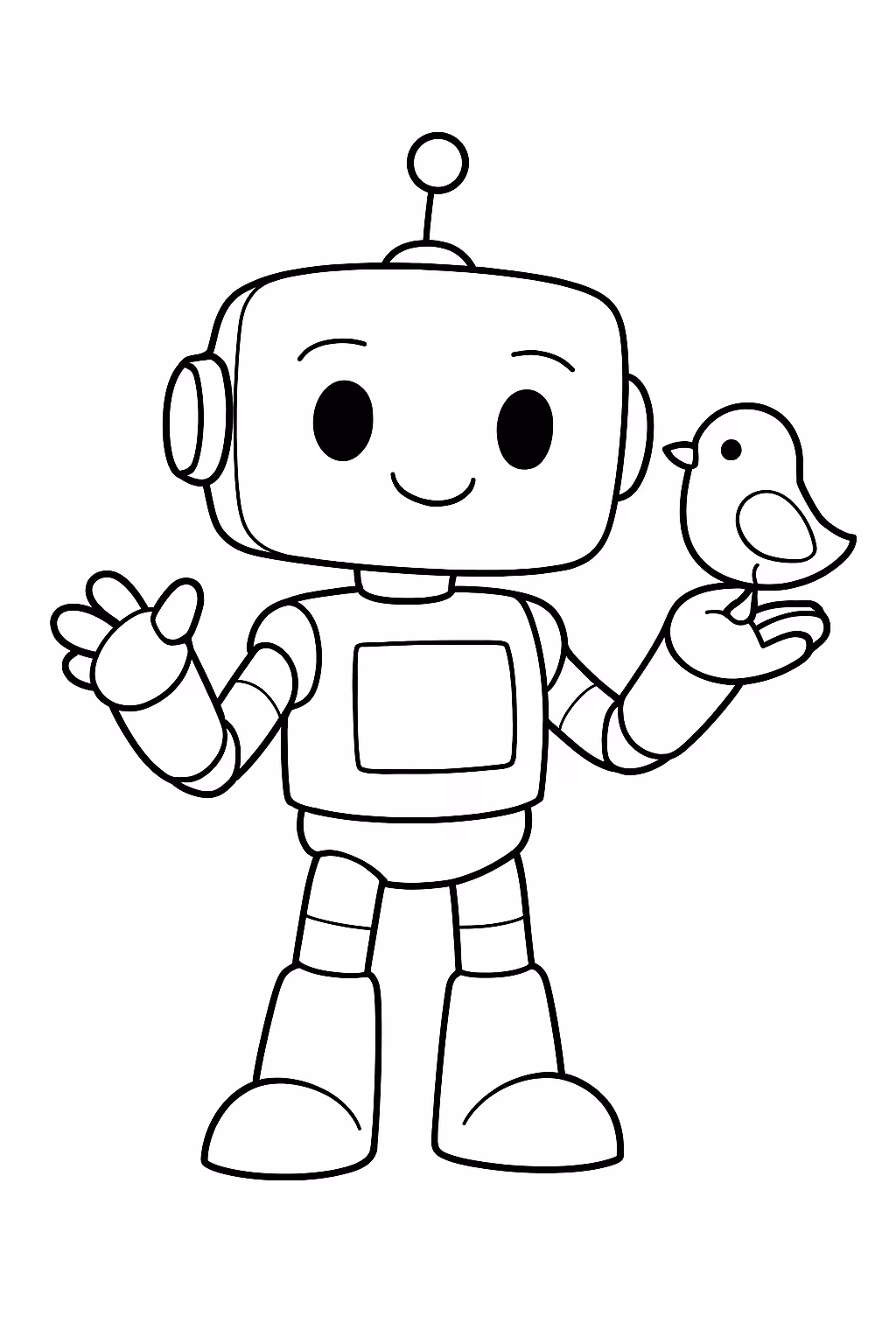 Um robo lutedo com um pasanino para colorir — desenho para imprimir