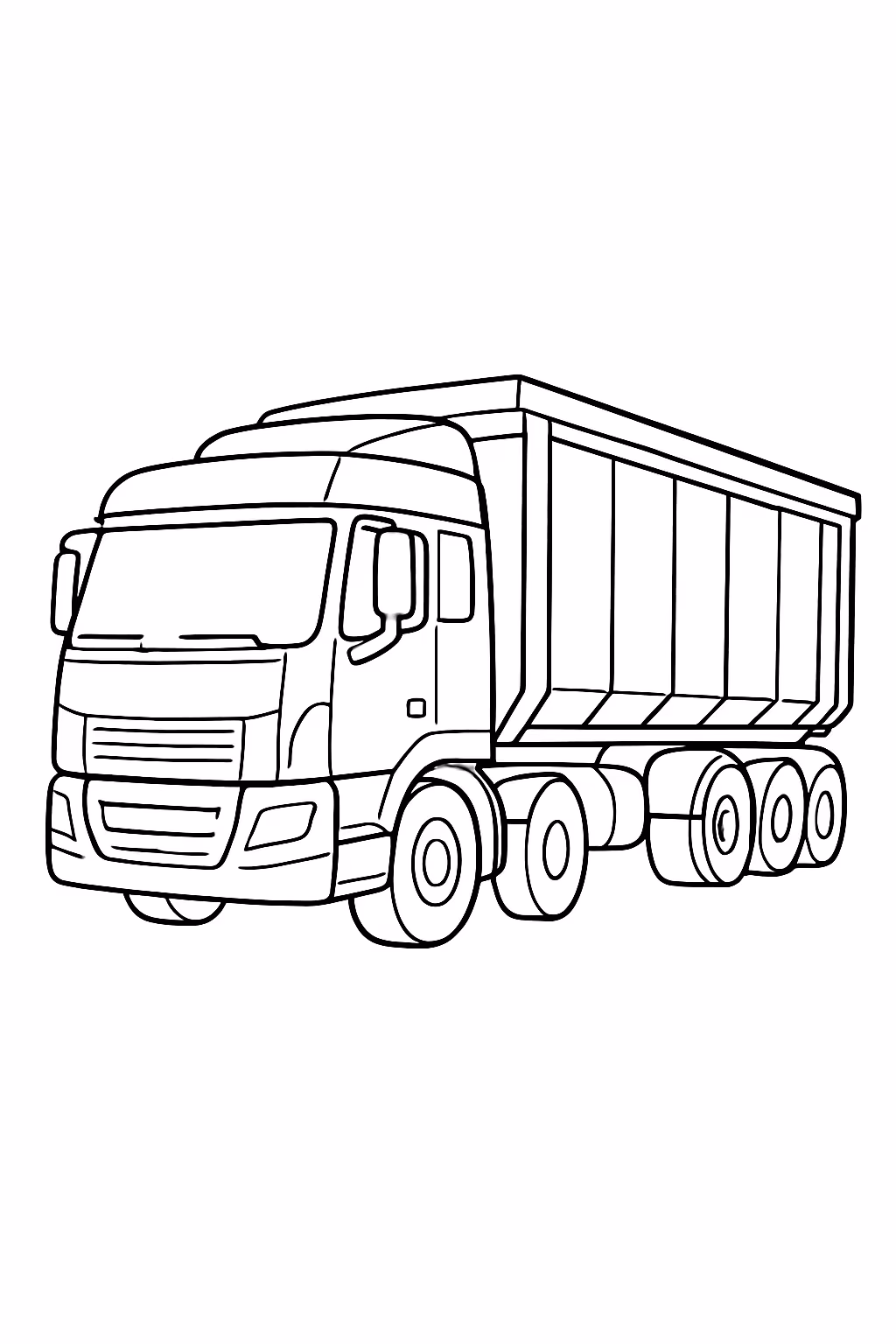 Um rodotrem eixos da volvo com uma cacamba do tipo para colorir — desenho para imprimir