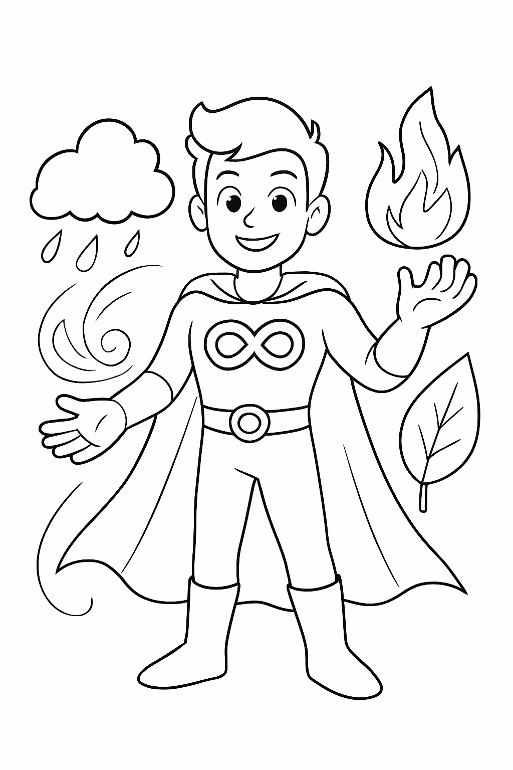 Um super heroi que ele tem um simbolo do infinito para colorir — desenho para imprimir