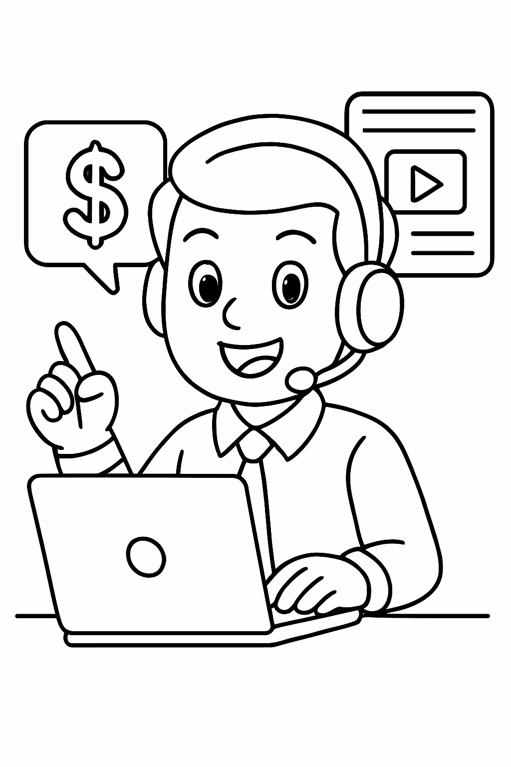Um vendedor digital internet para colorir — desenho para imprimir