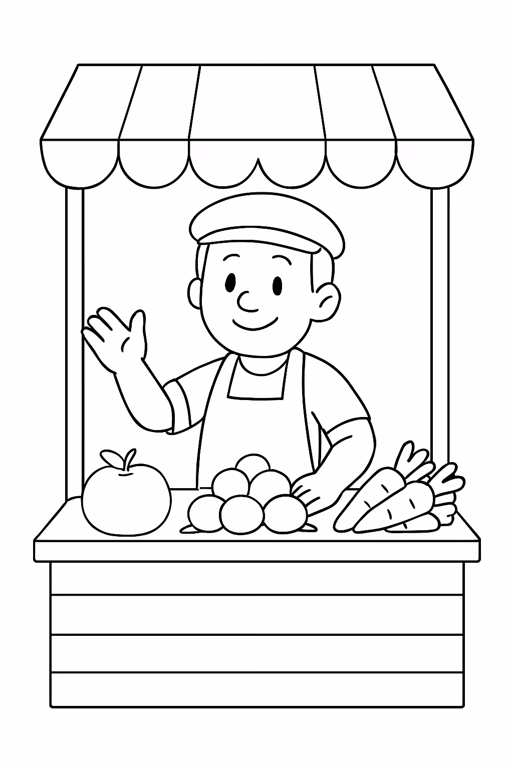 Um vendedor para colorir — desenho para imprimir
