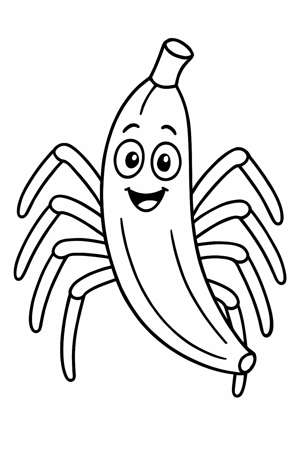 Uma banana aranha para colorir — desenho para imprimir