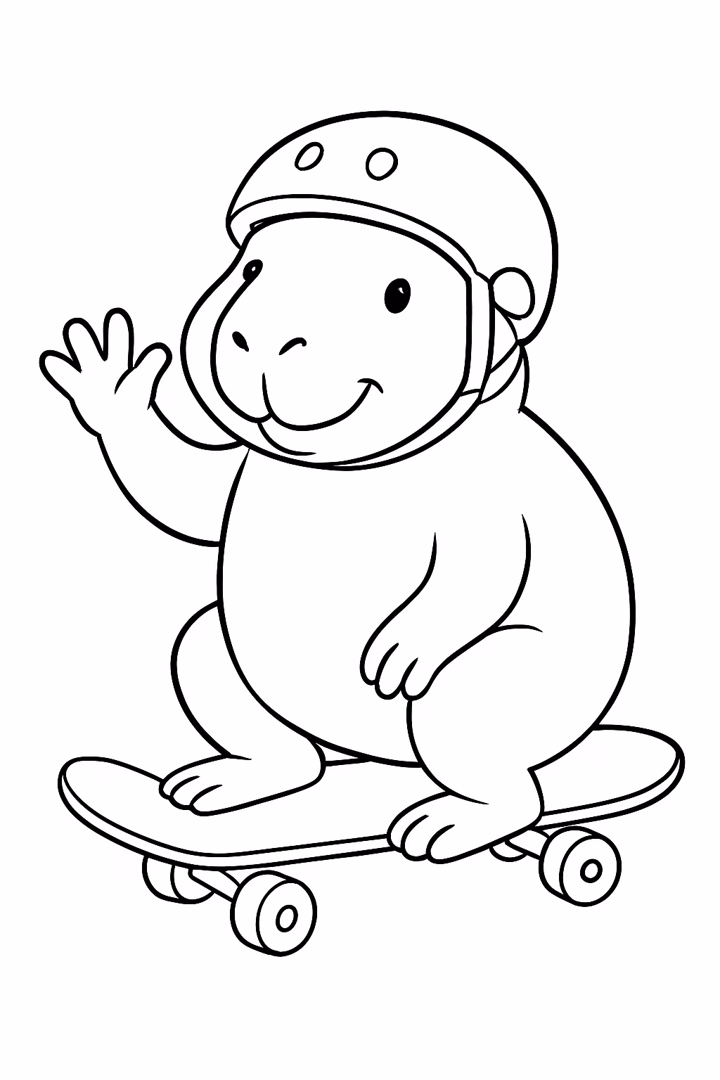 Uma capivara skatista para colorir — desenho para imprimir