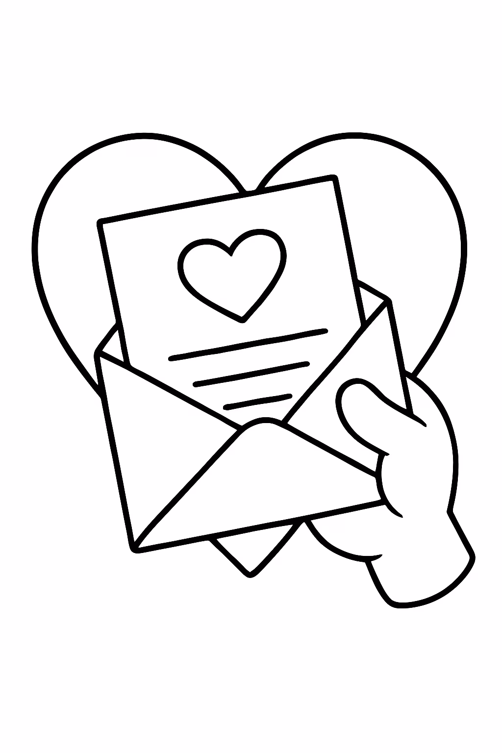Uma carta de amor com espaco escrever para colorir — desenho para imprimir