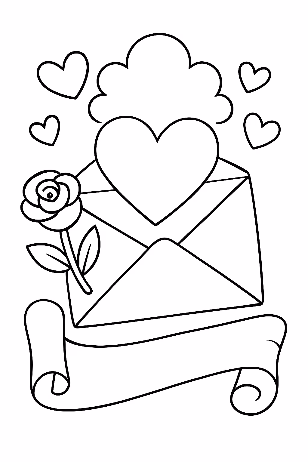 Uma carta de amor com rimas para colorir — desenho para imprimir