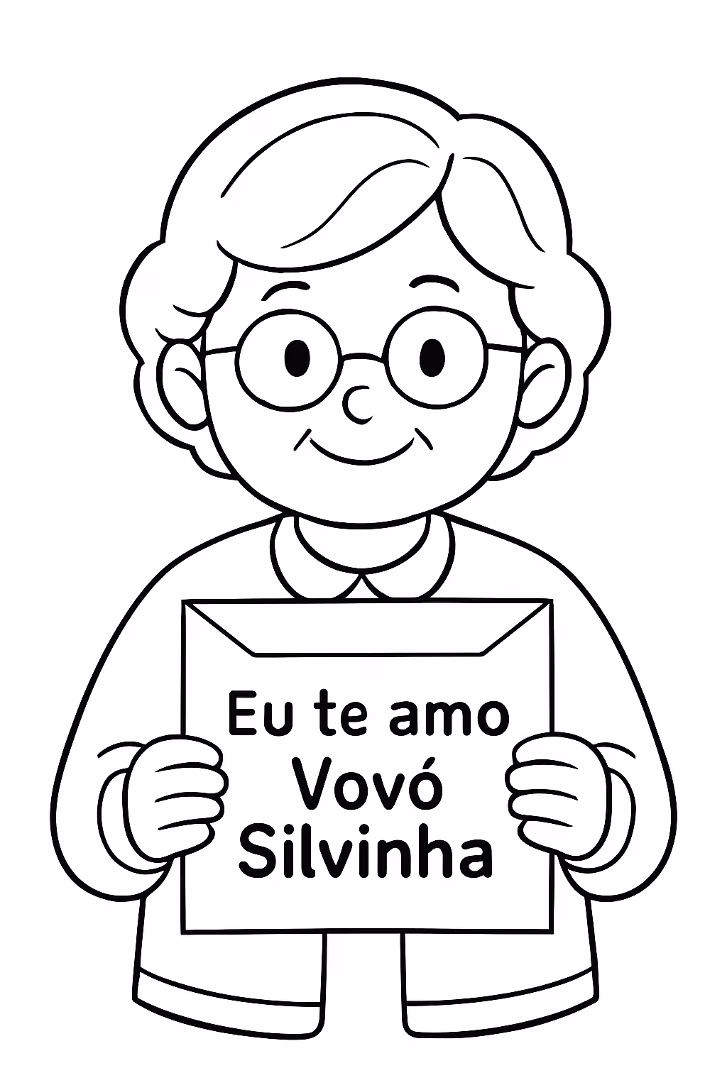 Uma carta escrita eu te amo vovo silvinha para colorir — desenho para imprimir