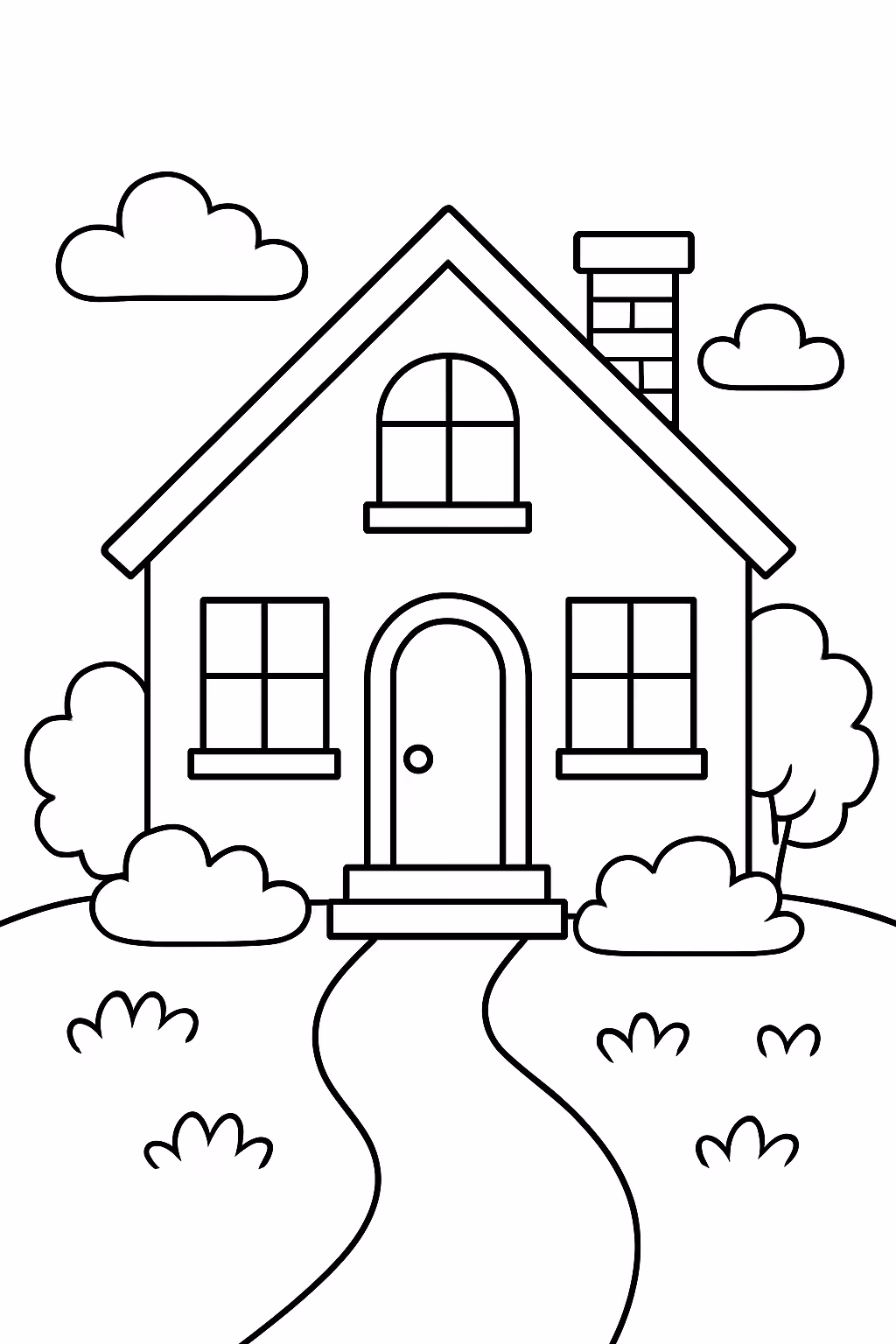 Uma casa para colorir — desenho para imprimir