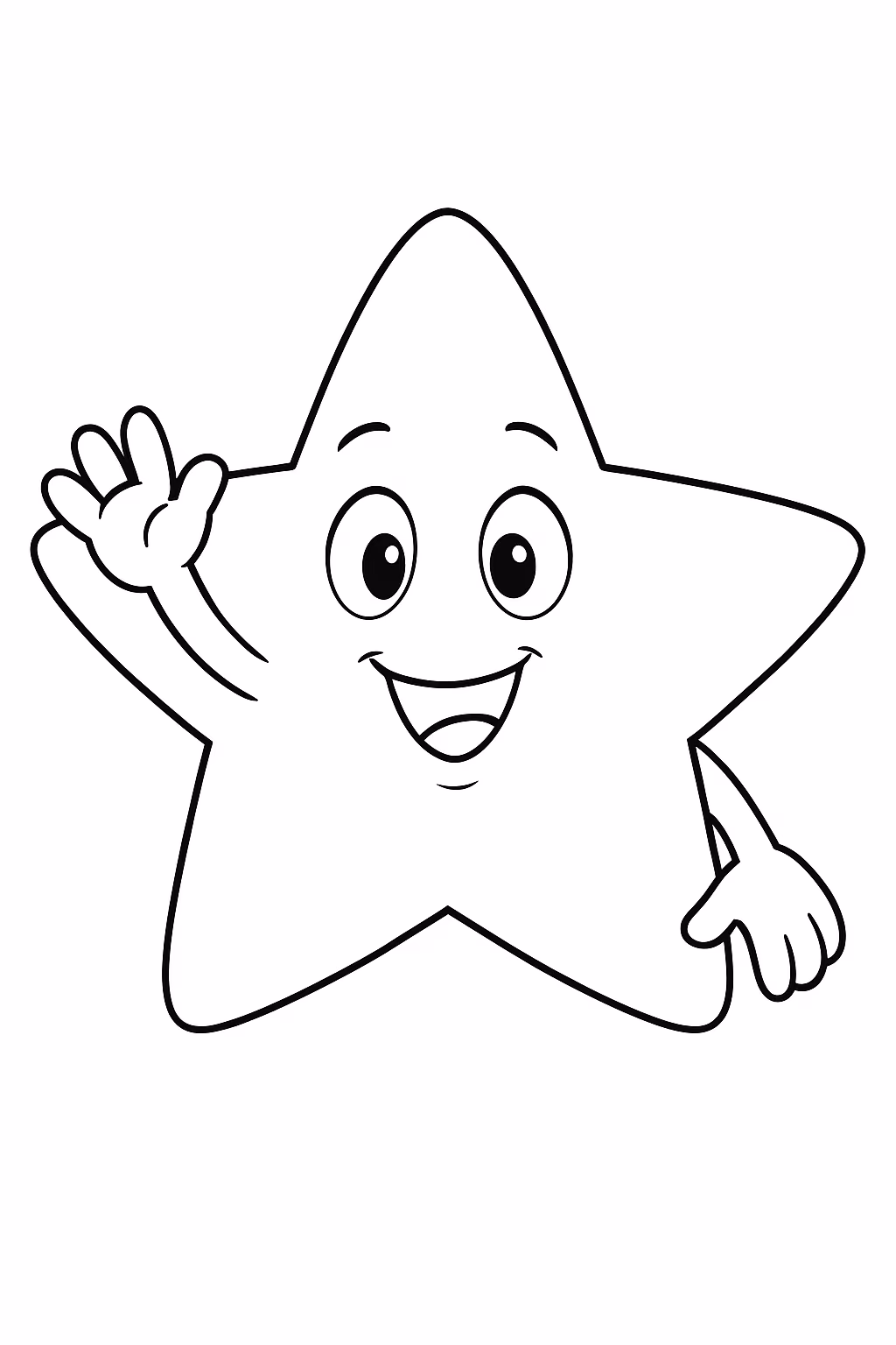 Uma estrela kawai dizendo oiiieee para colorir — desenho para imprimir