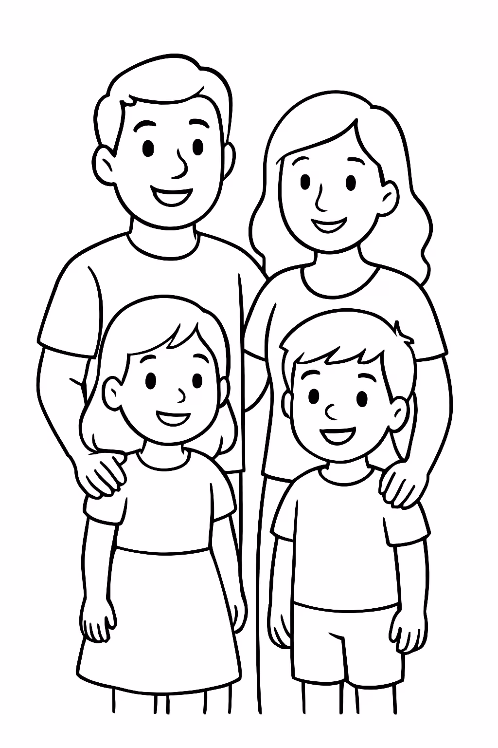 Uma familia para colorir — desenho para imprimir