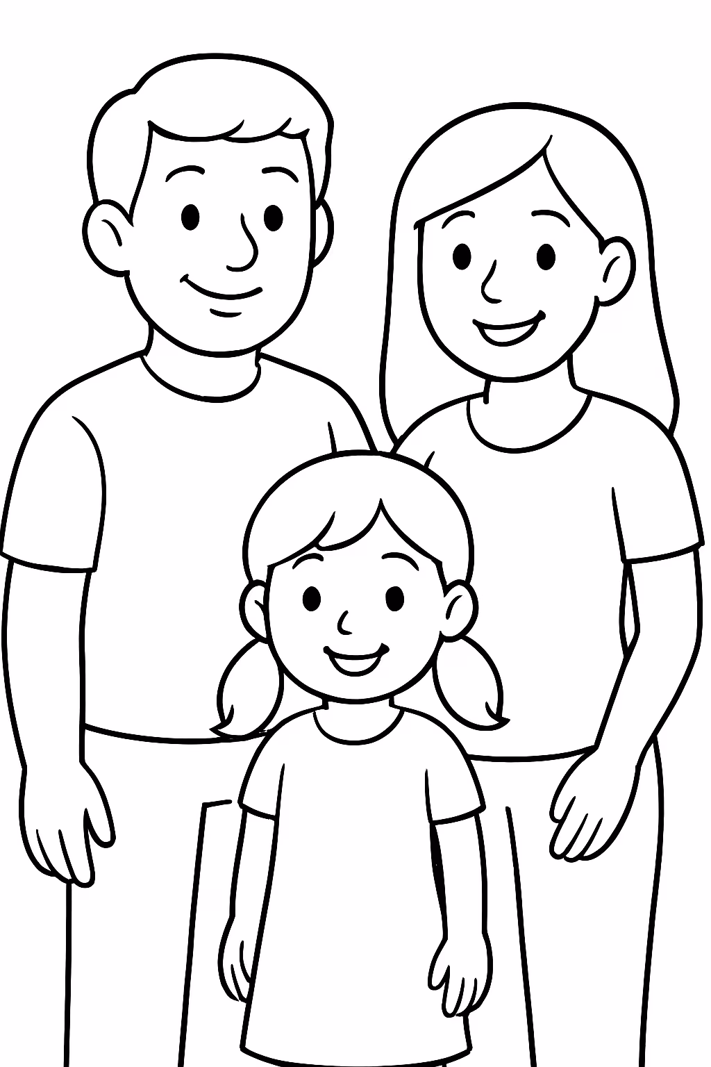 Uma familia composta por um homem uma mulher e uma para colorir — desenho para imprimir