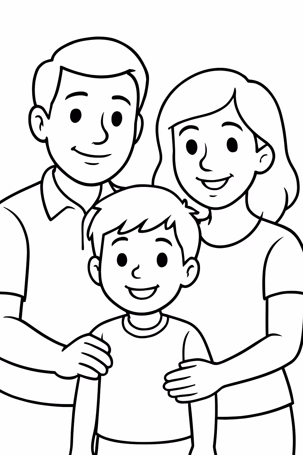 Uma familia composta por um homem uma mulher e uma para colorir — desenho para imprimir