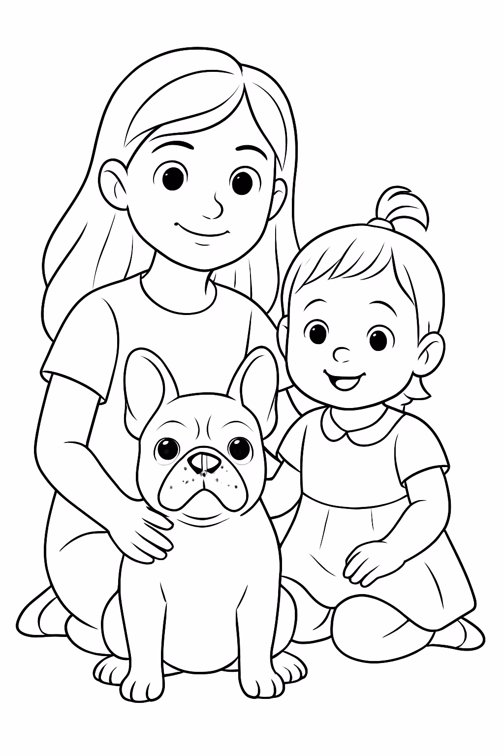 Uma foto com uma irma de anos e outra de para colorir — desenho para imprimir