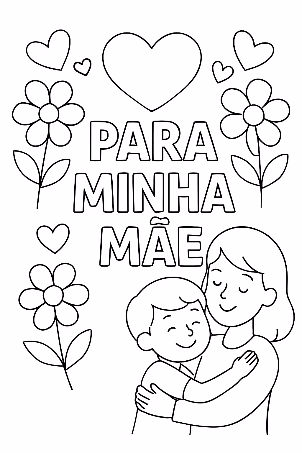 Uma frase linda com minha mae para colorir — desenho para imprimir