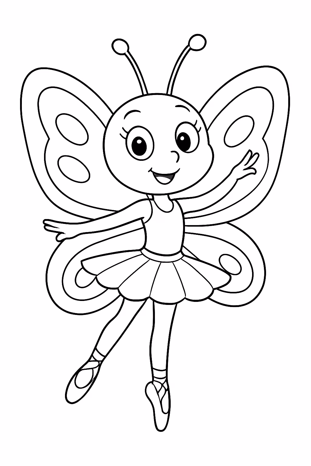 Uma linda borboleta bailarina para colorir — desenho para imprimir