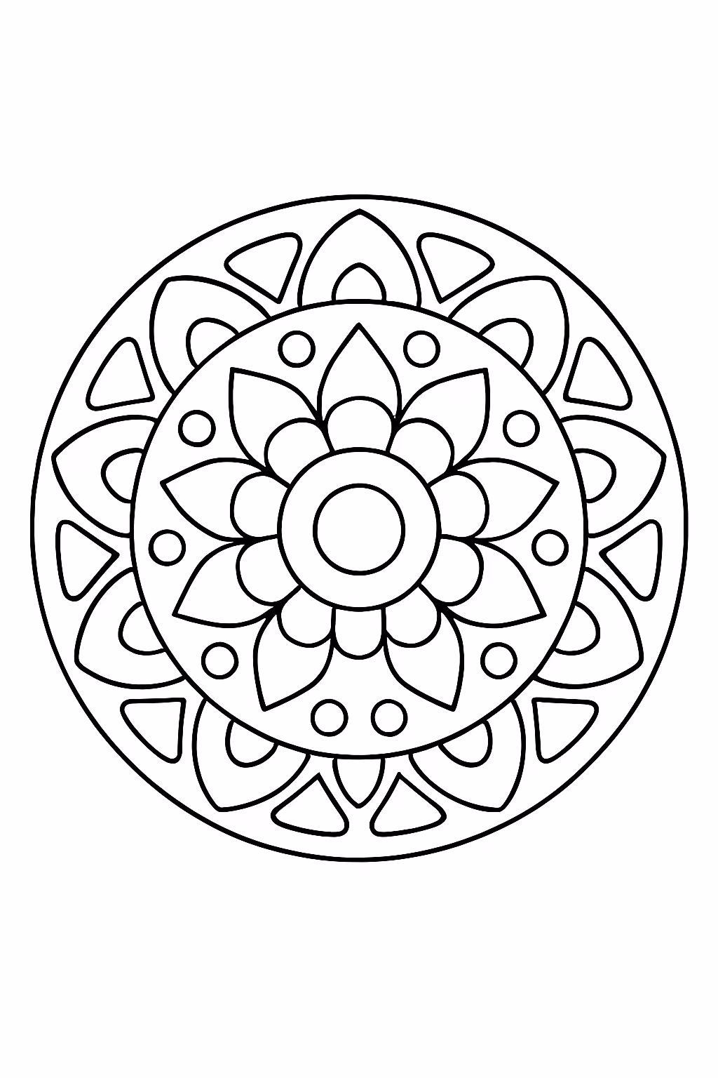 Uma mandala circular com formas aleatorias para colorir — desenho para imprimir