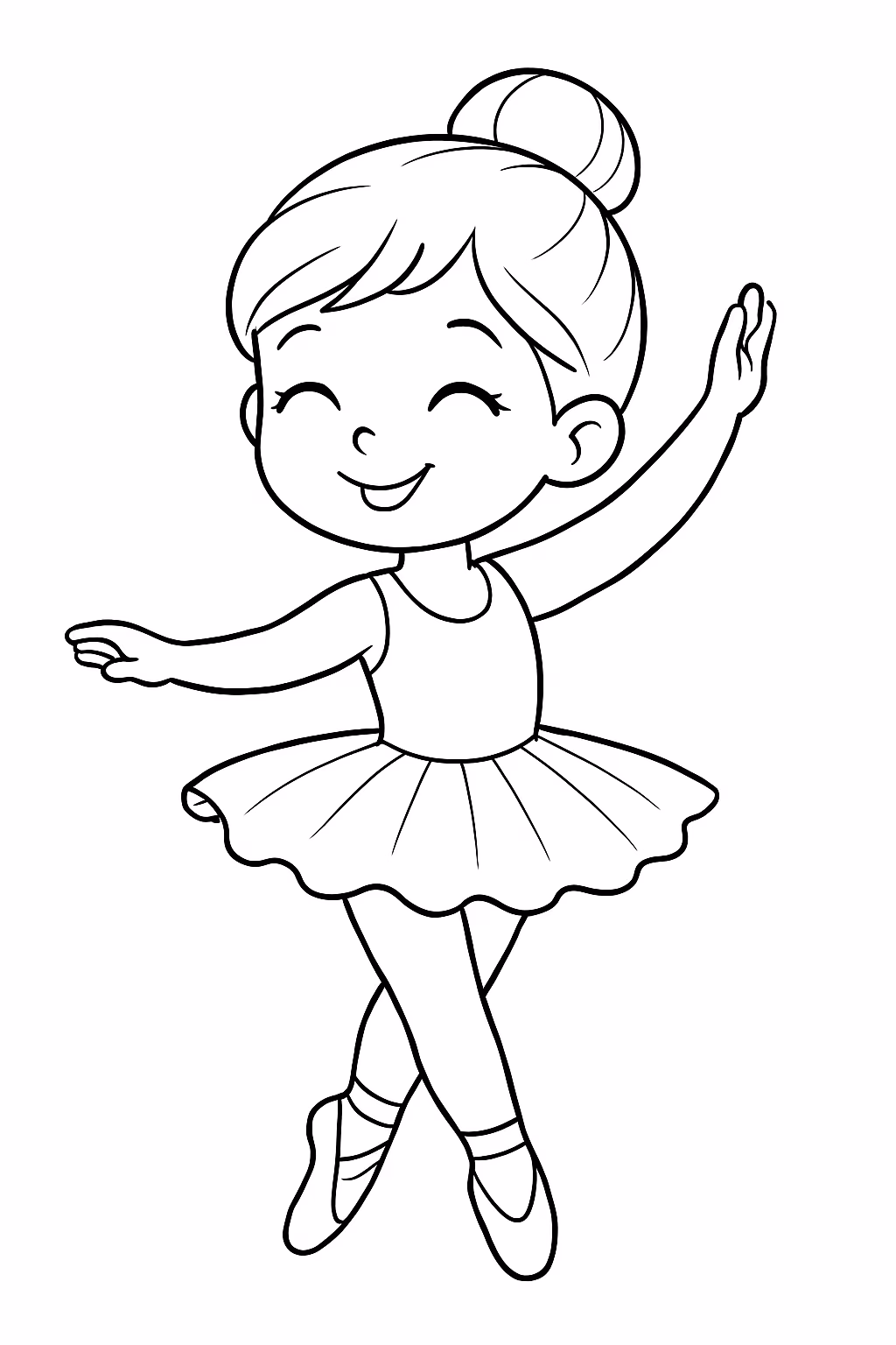Uma menina dancarinha de bale para colorir — desenho para imprimir