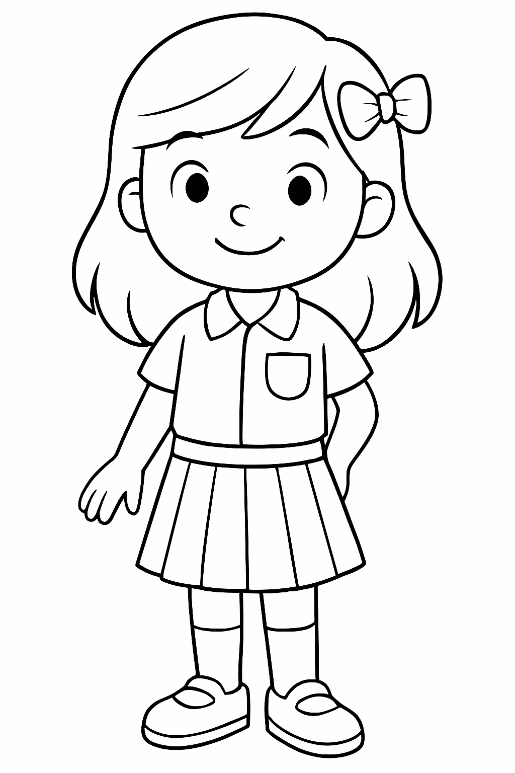 Uma menina de uniforme escrito cresm para colorir — desenho para imprimir