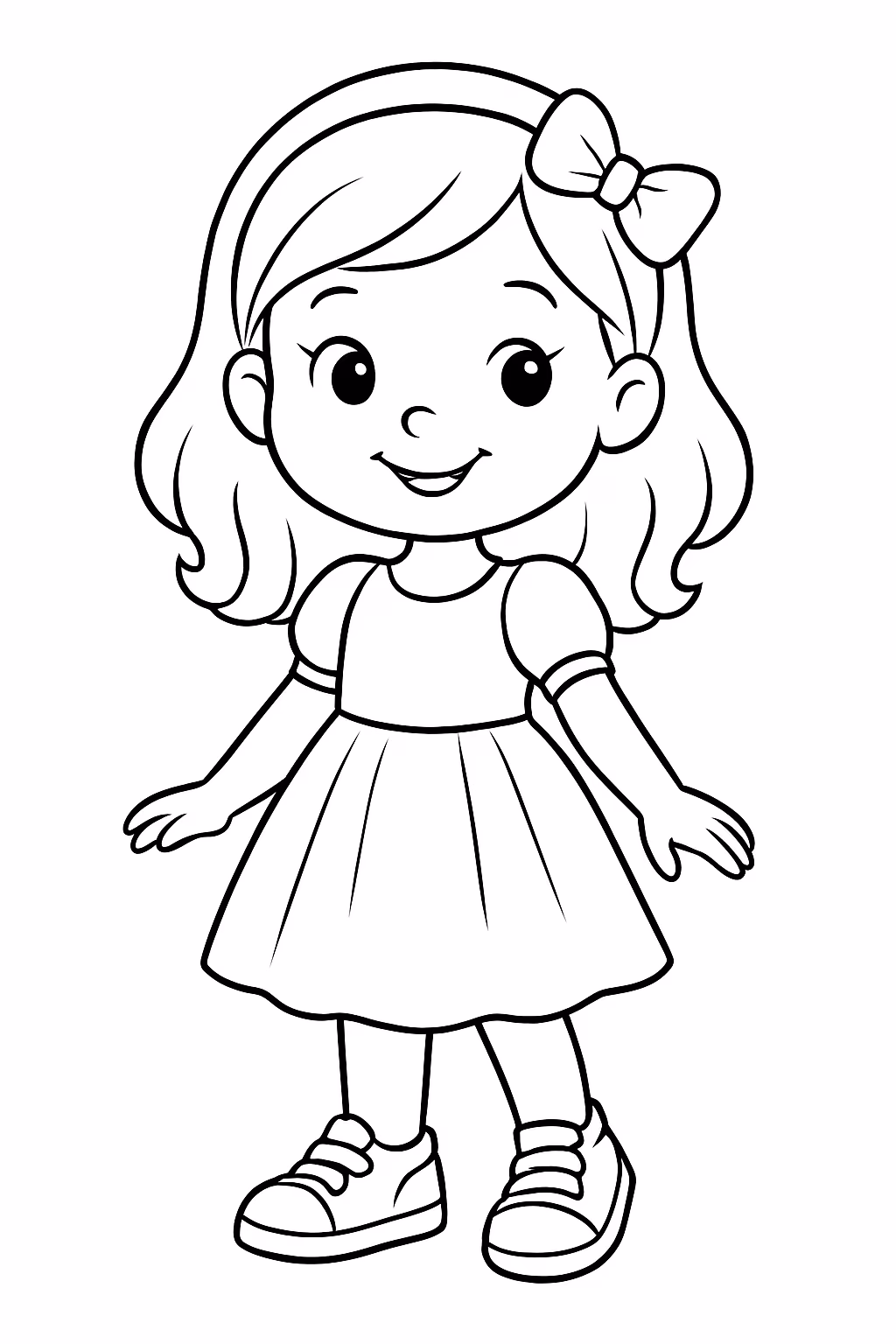 Uma menina de vestido e tenis chamada valentina para colorir — desenho para imprimir