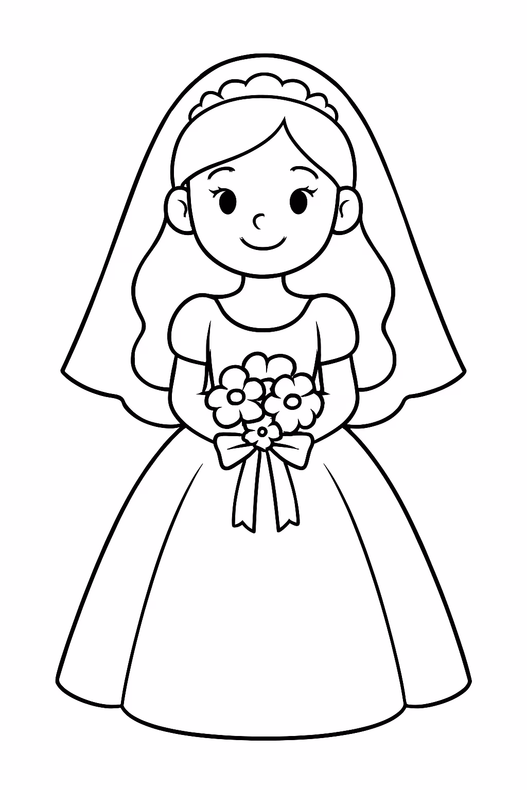 Uma noiva para colorir — desenho para imprimir