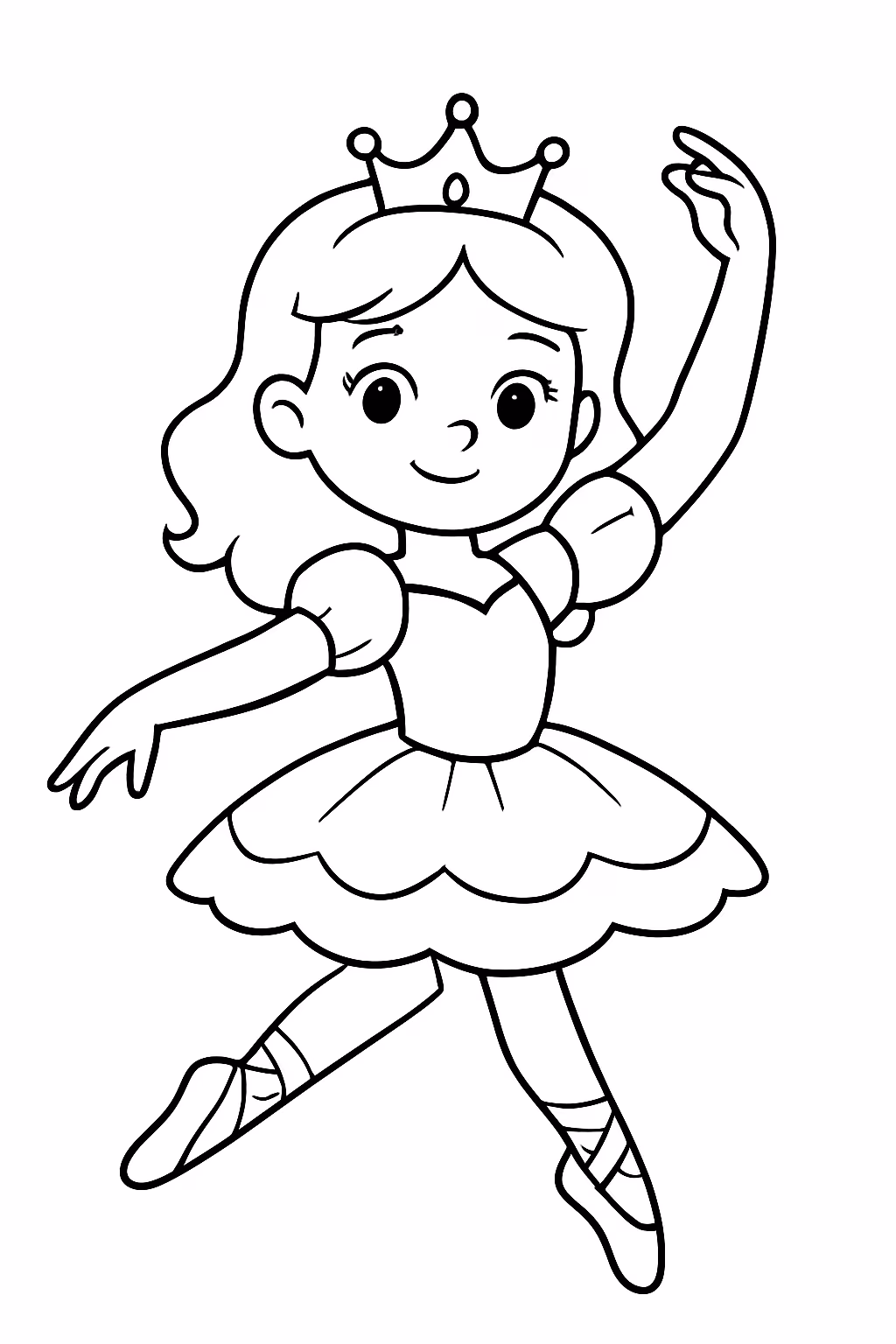 Uma princesa bailarina para colorir — desenho para imprimir