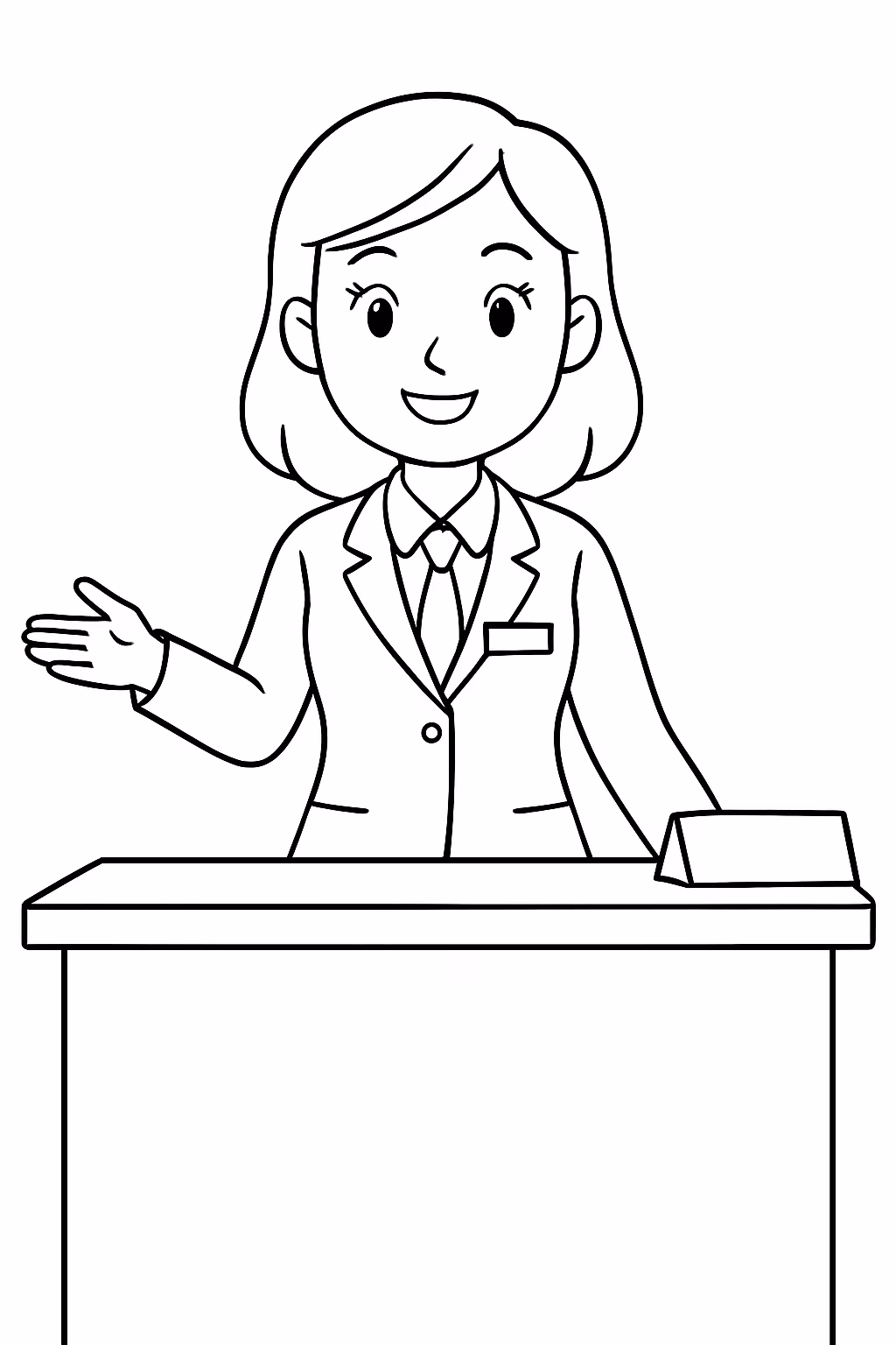 Uma recepcionista com o uniforme biolag para colorir — desenho para imprimir