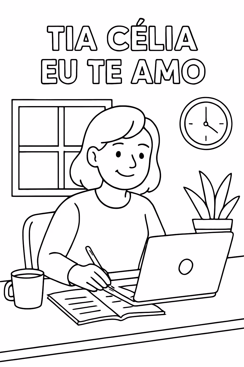 Uma tia que trabalha em casa escreva em negrito tia para colorir — desenho para imprimir
