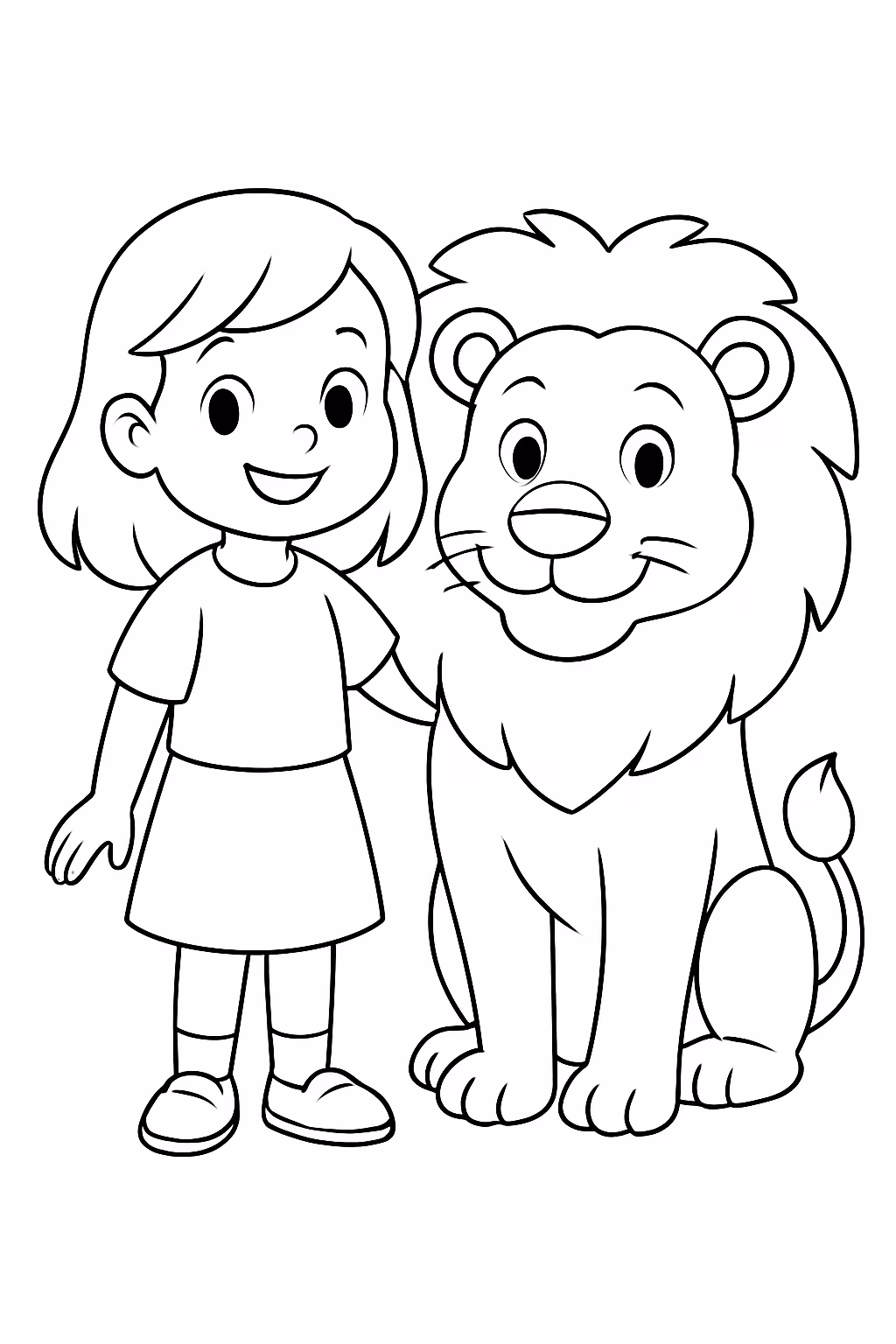 Ummaltes ao lado de um leao para colorir — desenho para imprimir