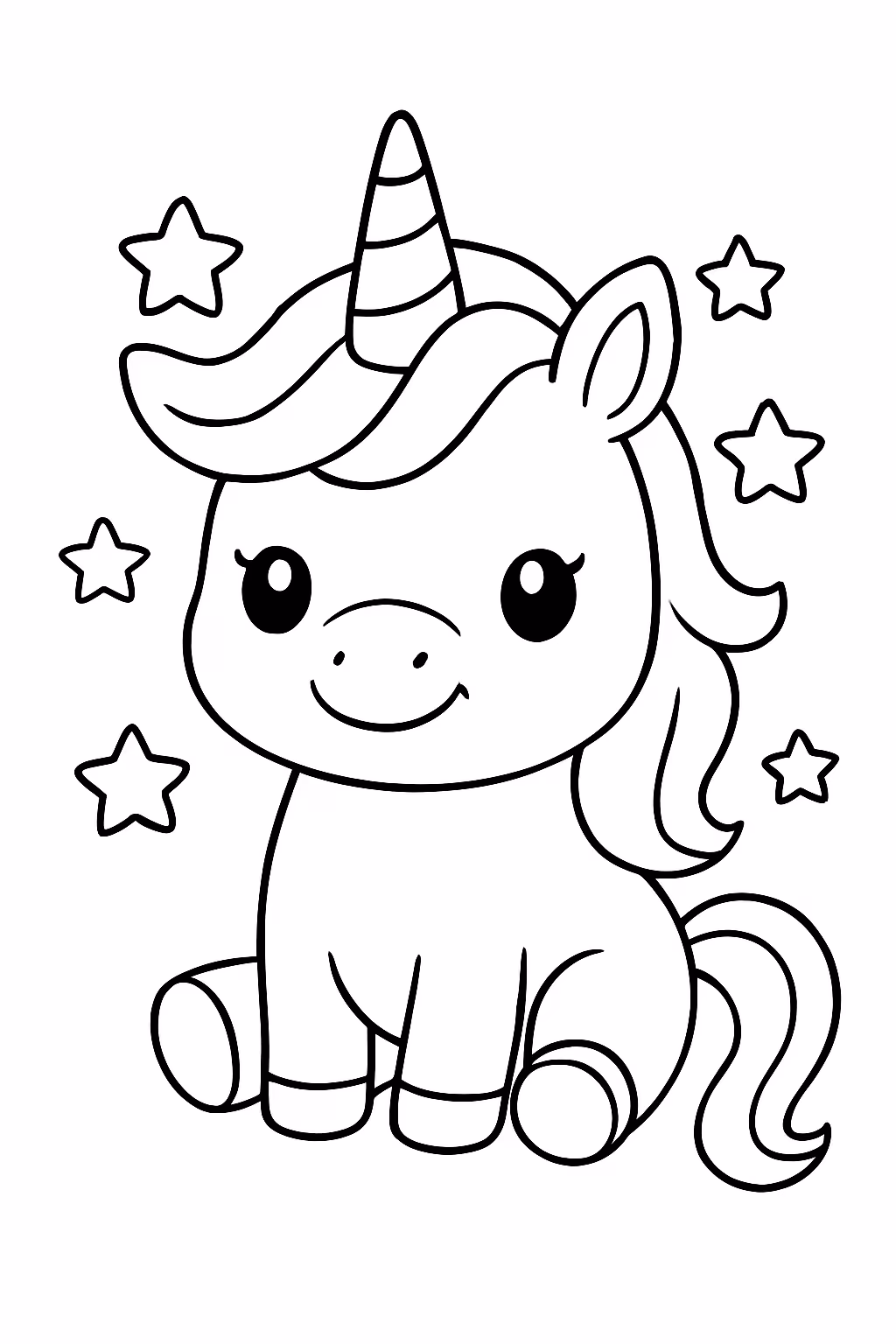 Unicornio kawaii para colorir — desenho para imprimir