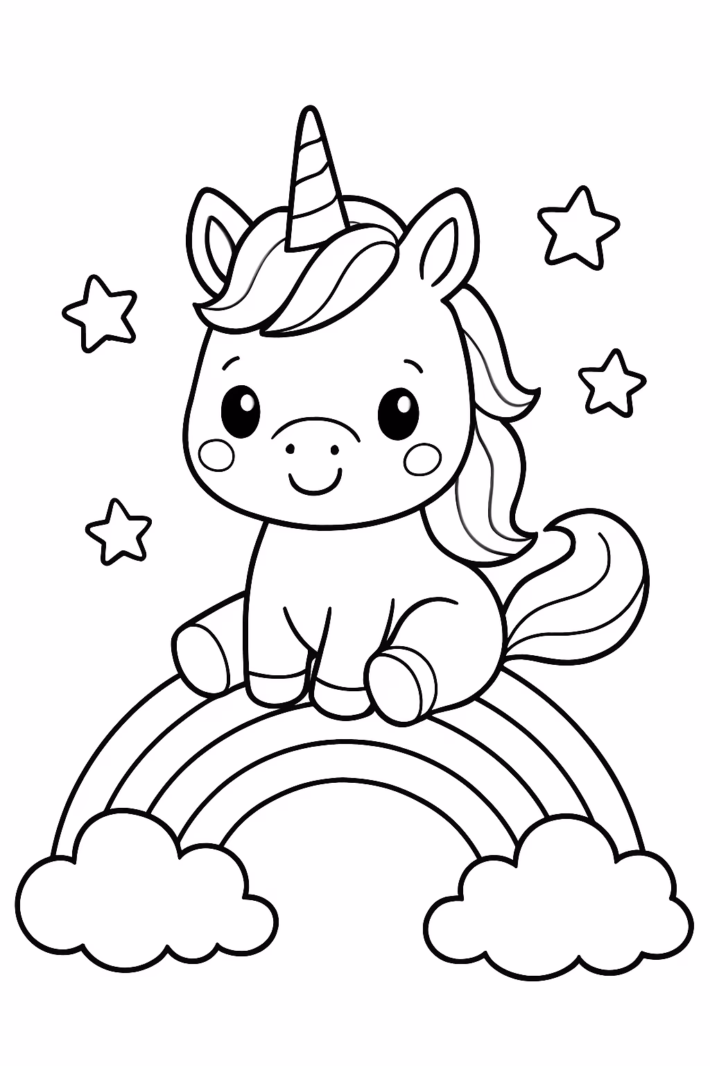 Unicornio no arco iris kawaii para colorir — desenho para imprimir
