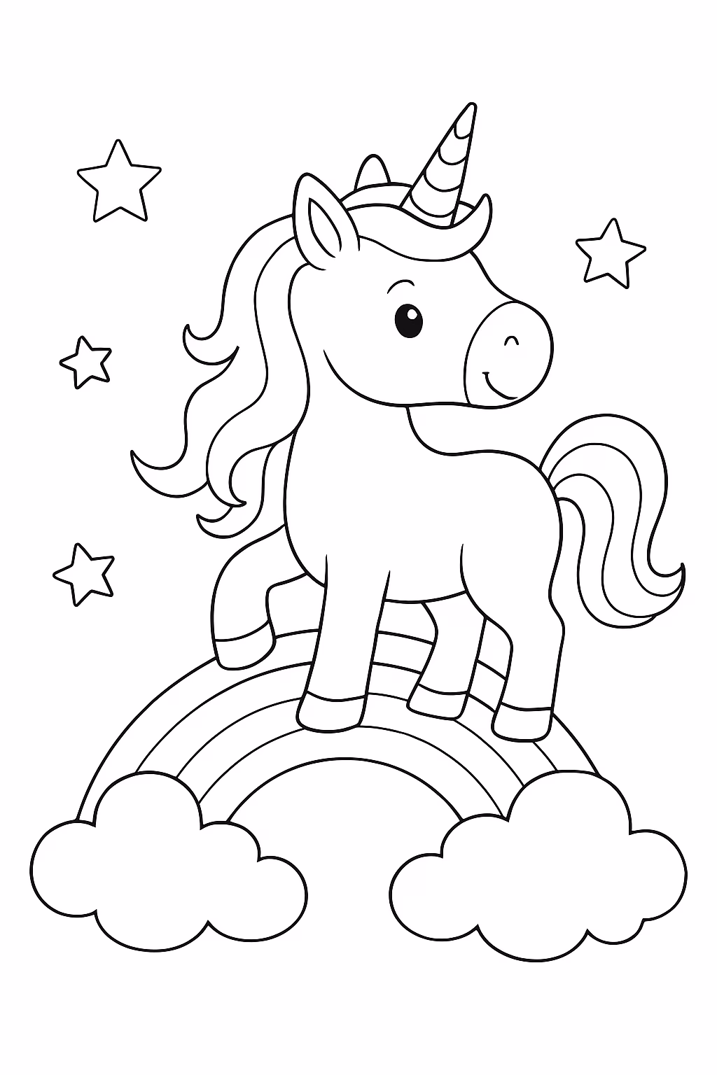 Unicornio no arco irisgbbdnbr para colorir — desenho para imprimir