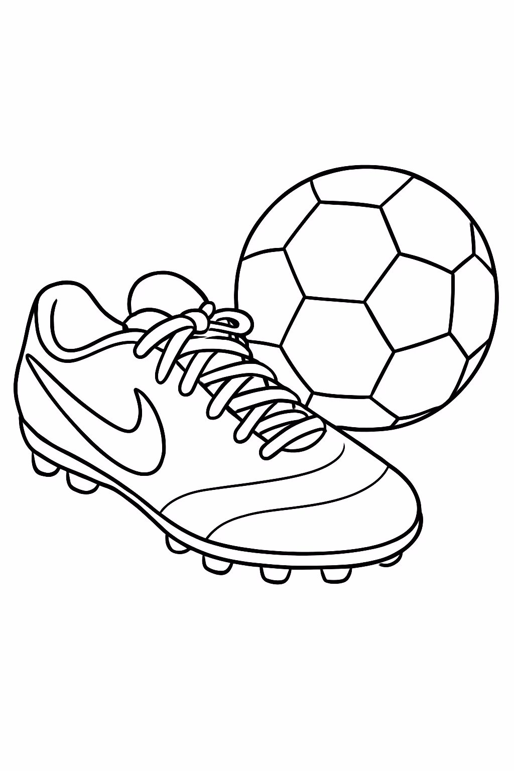 Uns tenis da nike com uma bola de futebol ao para colorir — desenho para imprimir