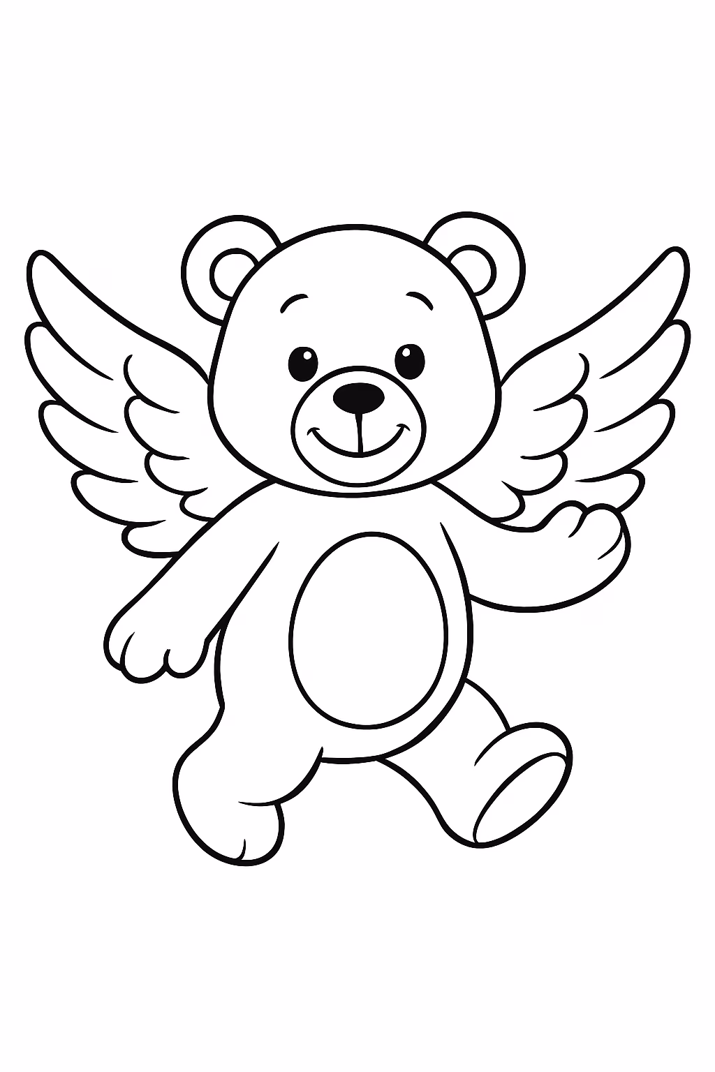 Urso com asas para colorir — desenho para imprimir