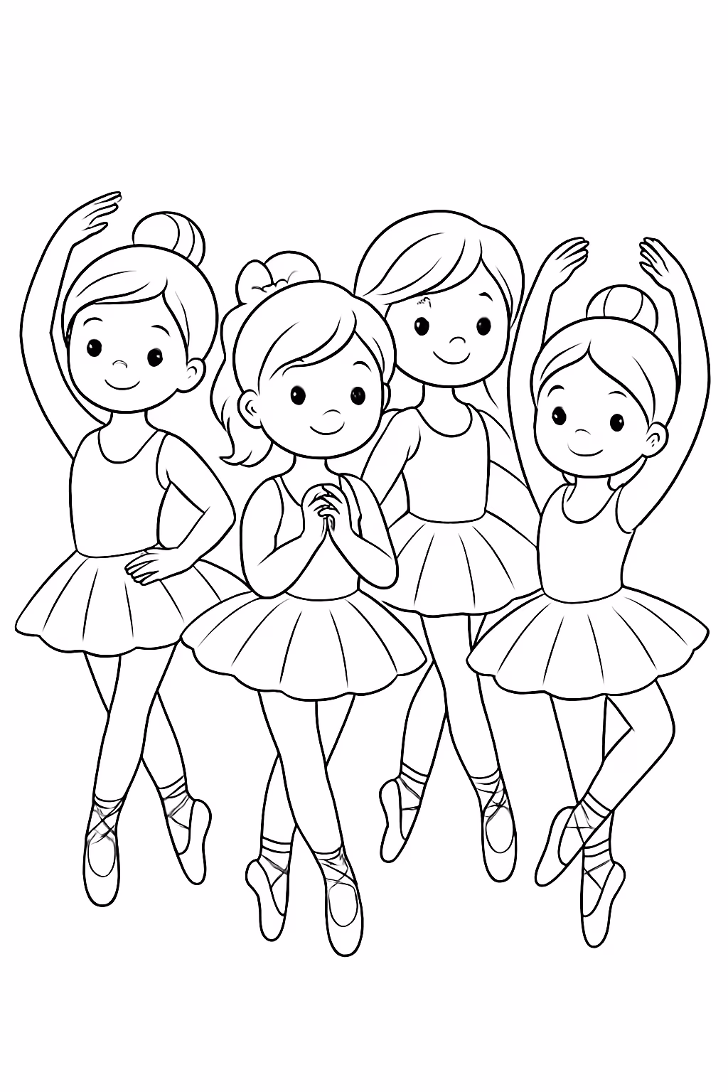 Varaias meninas dancarinha de bale para colorir — desenho para imprimir