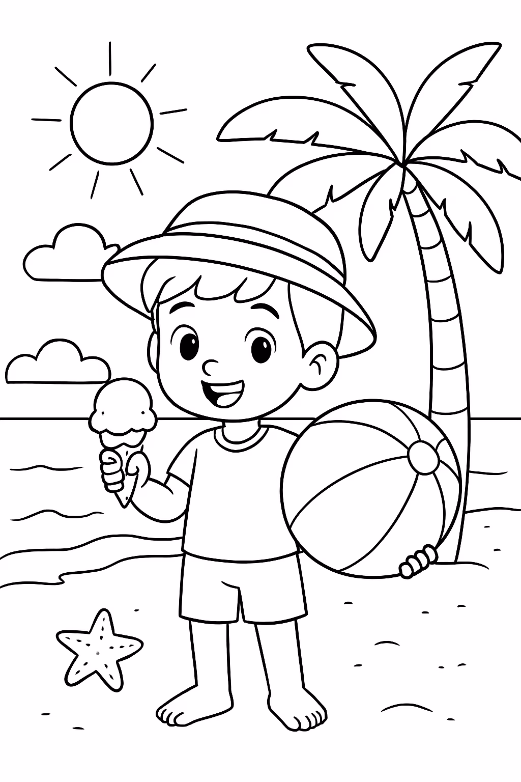 Verao para colorir — desenho para imprimir